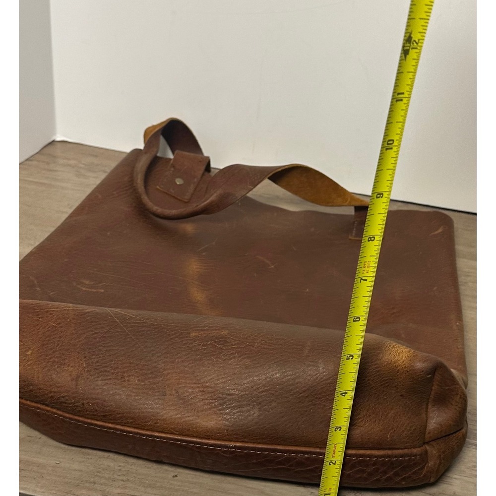 Tucker & Bloom Brown Distressed Bison Tote Bag Handmade - Picture 12 of 12